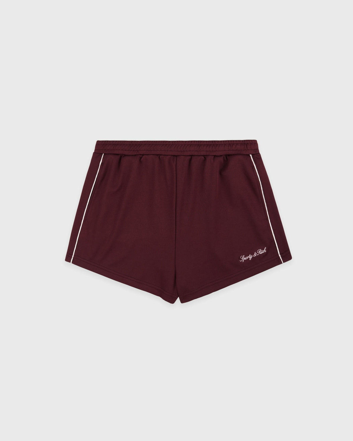 Sporty & Rich Signature Logo Retro Track Short - Bordeaux/White