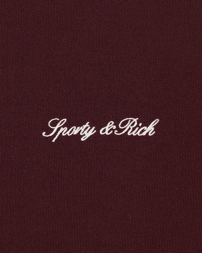 Sporty & Rich Signature Logo Retro Track Short - Bordeaux/White