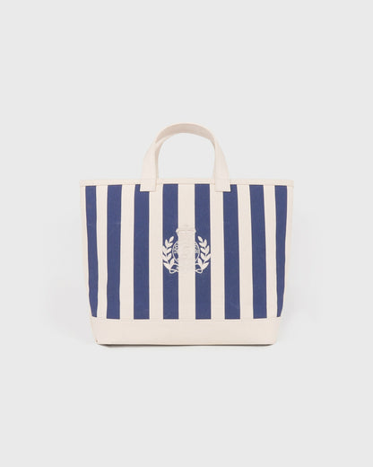 Sporty & Rich NY Crest Beach Tote - Natural/Light Navy
