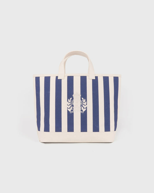 Sporty & Rich NY Crest Beach Tote - Natural/Light Navy