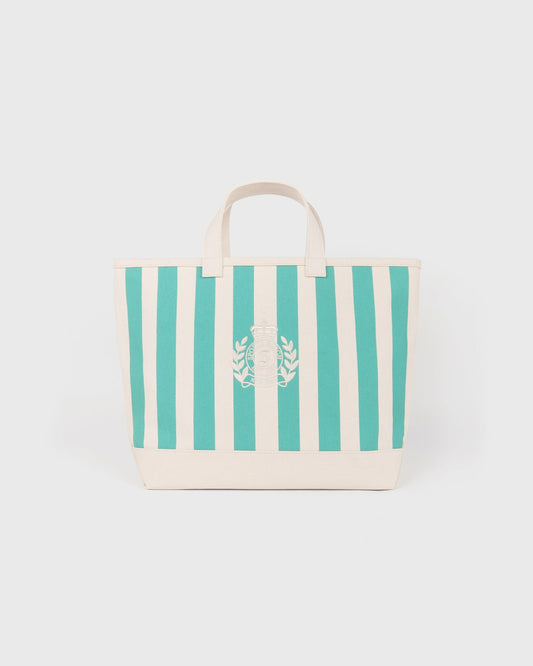 Sporty & Rich NY Crest Beach Tote - Natural/Amalfi Green