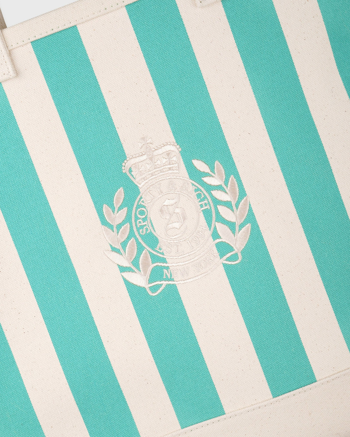 Sporty & Rich NY Crest Beach Tote - Natural/Amalfi Green