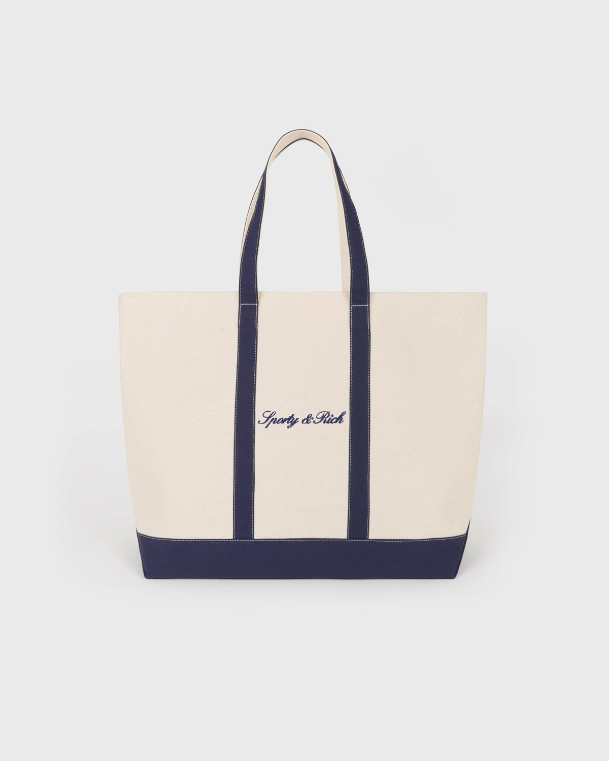 Sporty & Rich Signature Logo Large Tote - Natural/Dark Navy