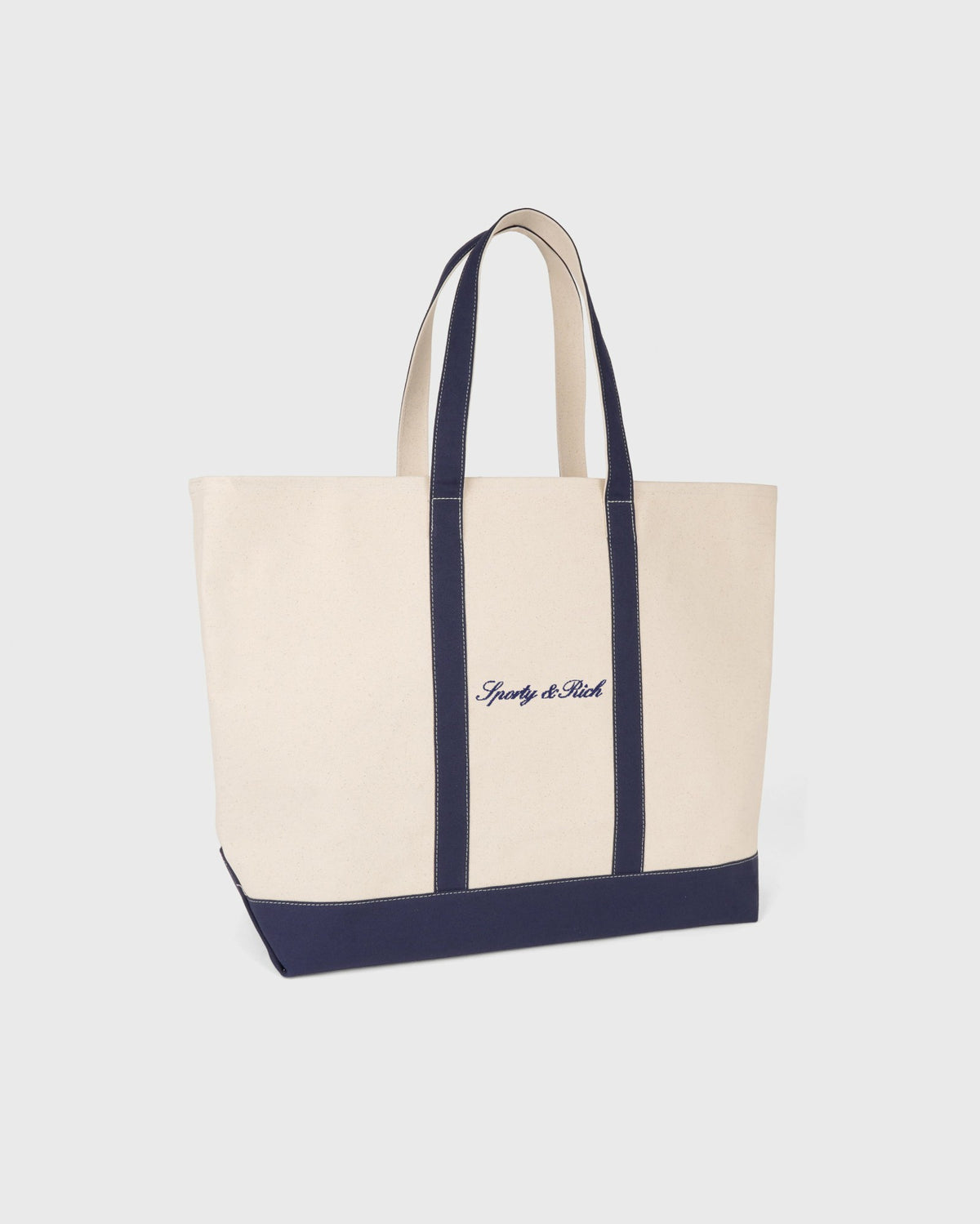 Sporty & Rich Signature Logo Large Tote - Natural/Dark Navy