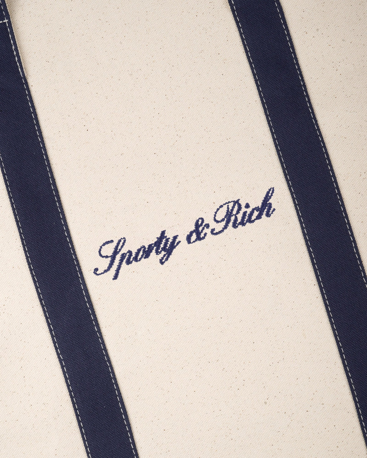 Sporty & Rich Signature Logo Large Tote - Natural/Dark Navy