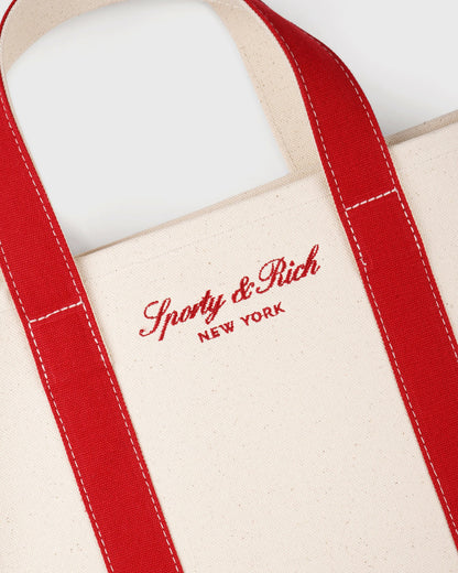 Sporty & Rich Signature NY Logo Mini Tote - Natural