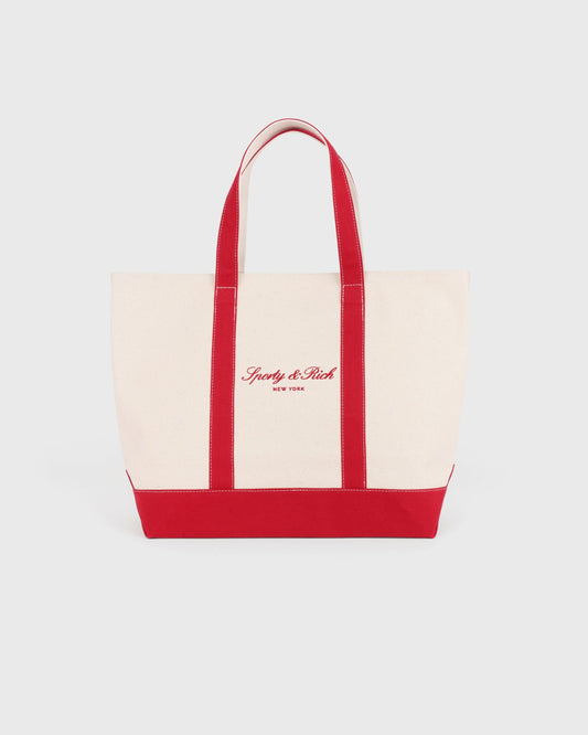 Sporty & Rich Signature NY Logo Medium Tote - Natural