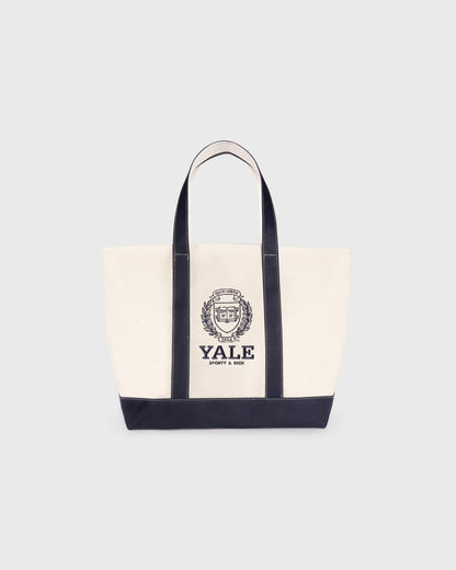 Sporty & Rich Yale Crest Tote Bag - Natural/Navy