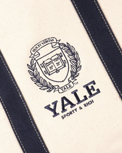 Sporty & Rich Yale Crest Tote Bag - Natural/Navy