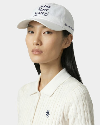 Sporty & Rich Drink More Water Hat - White/Light Navy