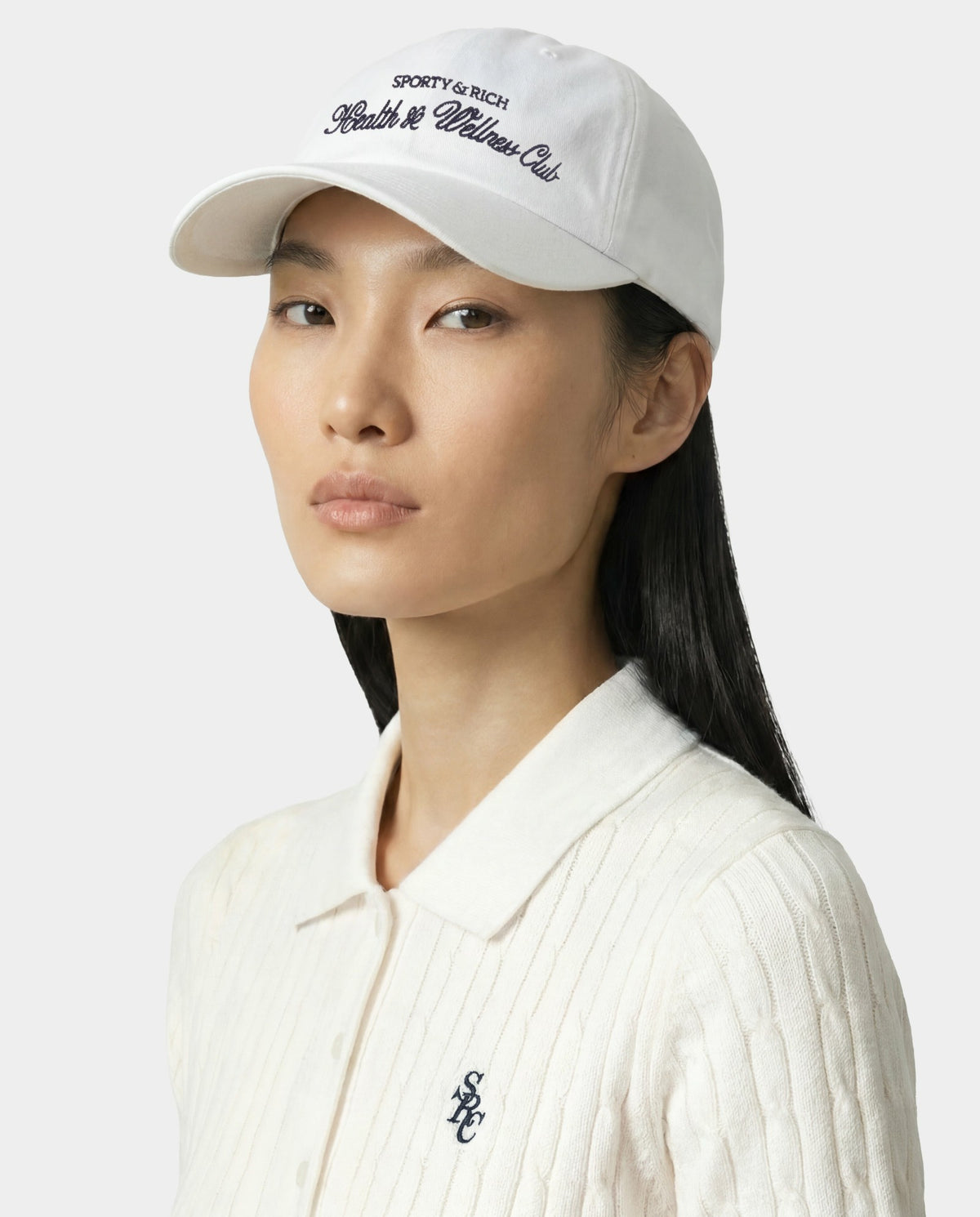 Sporty & Rich H&W Club Hat - White/Light Navy