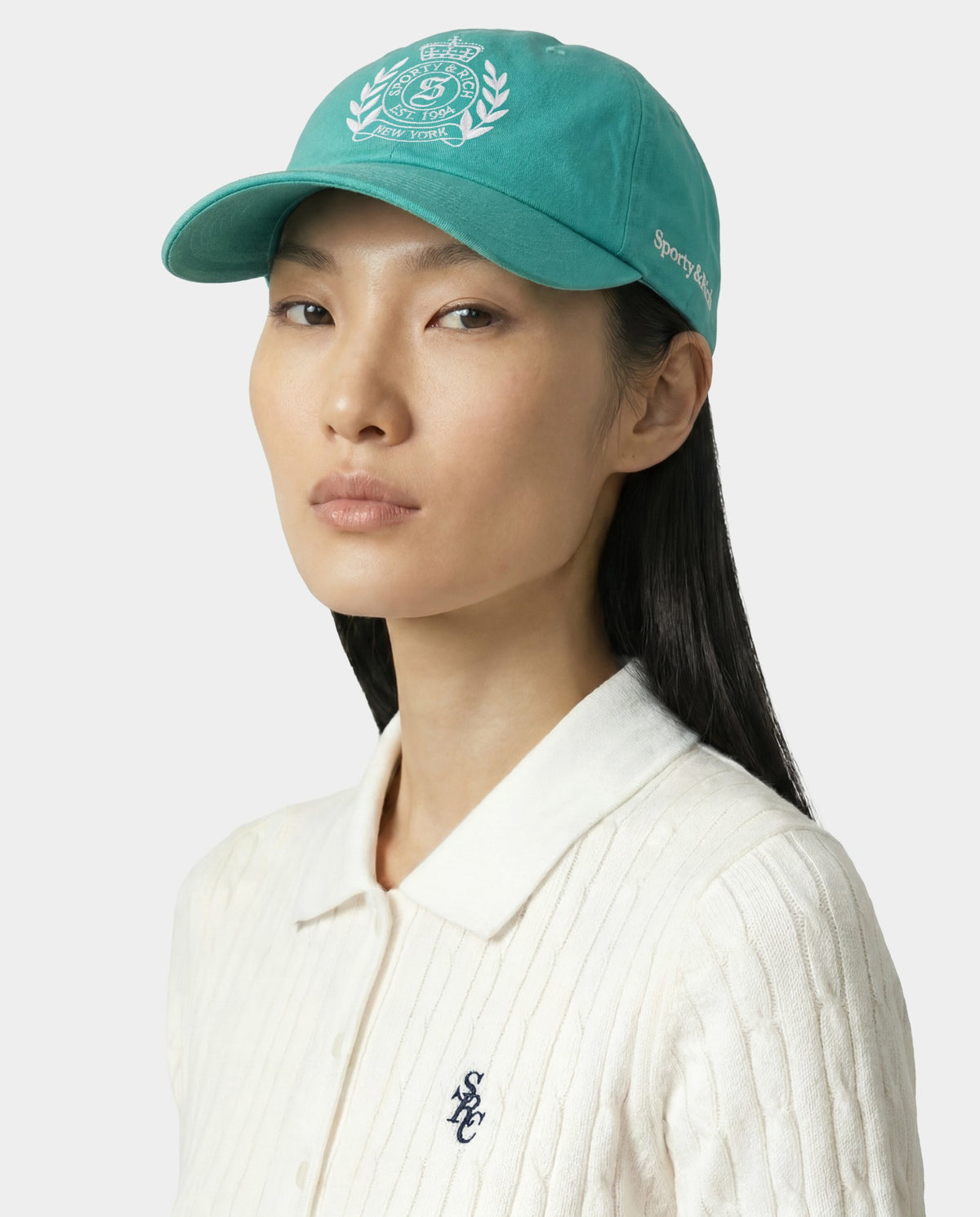 Sporty & Rich Ny Crest Hat - Amalfi Green/White