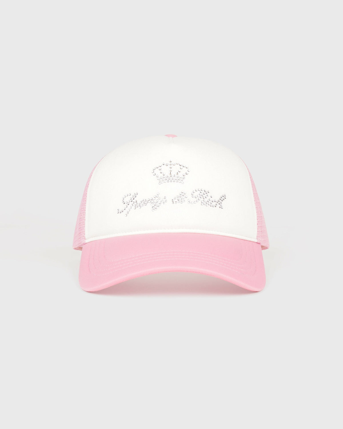 Sporty & Rich Juicy Crown Trucker Hat - White/Rose