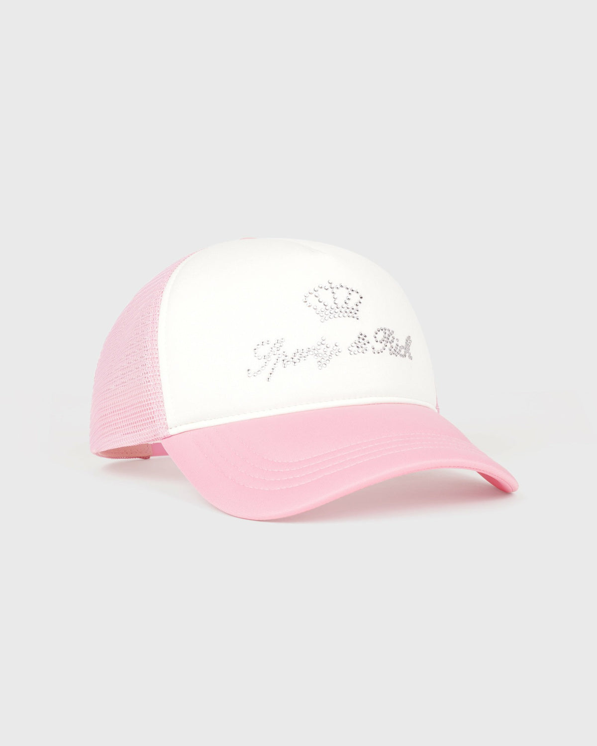 Sporty & Rich Juicy Crown Trucker Hat - White/Rose