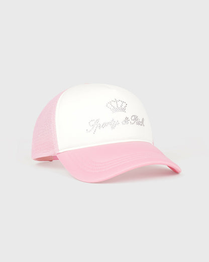 Sporty & Rich Juicy Crown Trucker Hat - White/Rose