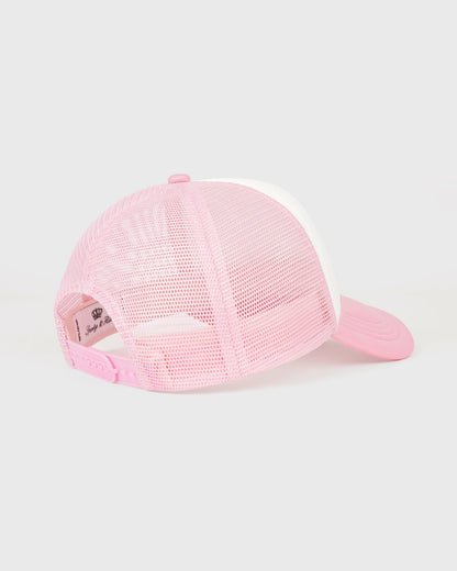 Sporty & Rich Juicy Crown Trucker Hat - White/Rose