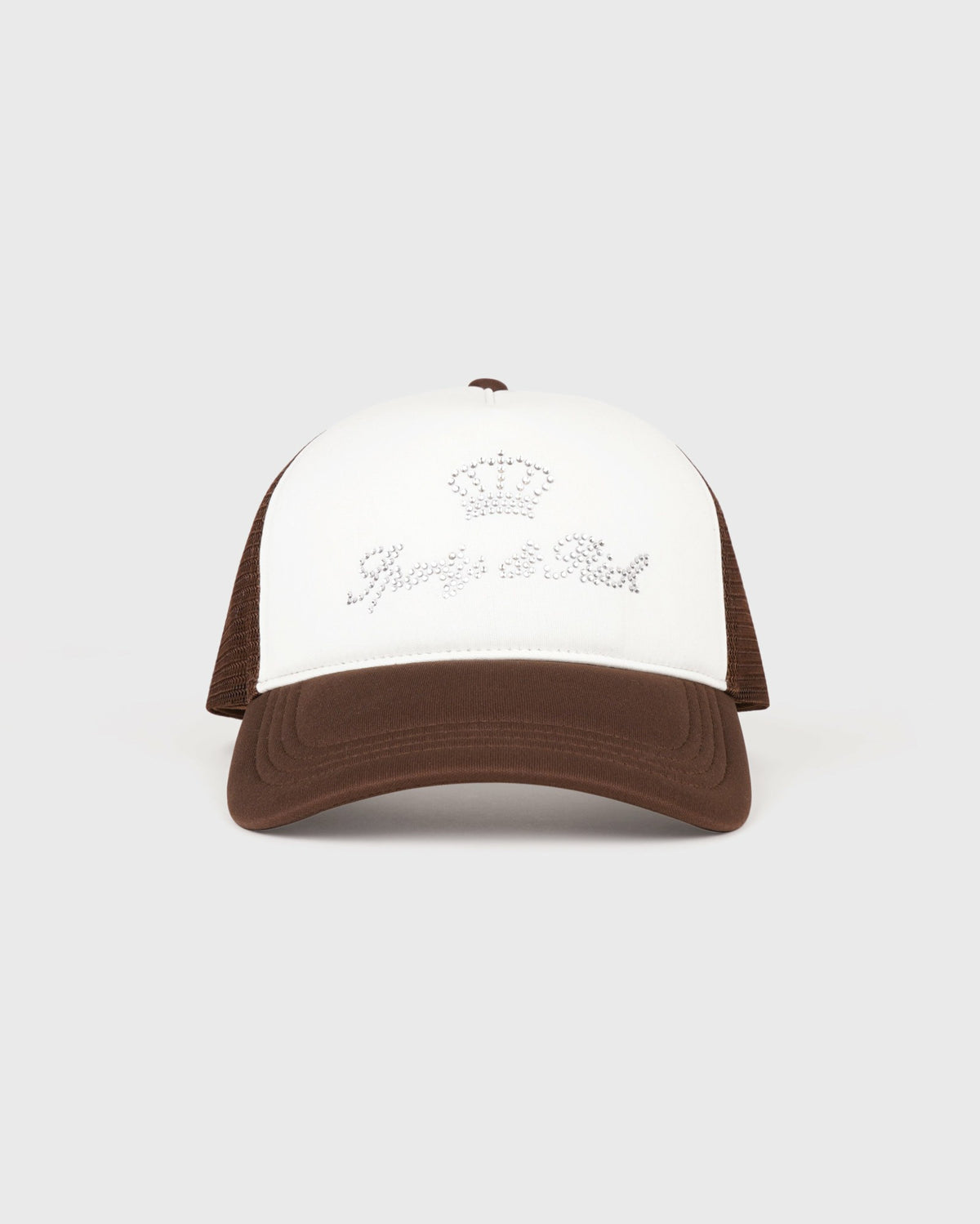 Sporty & Rich Juicy Crown Trucker Hat - White/Chocolate