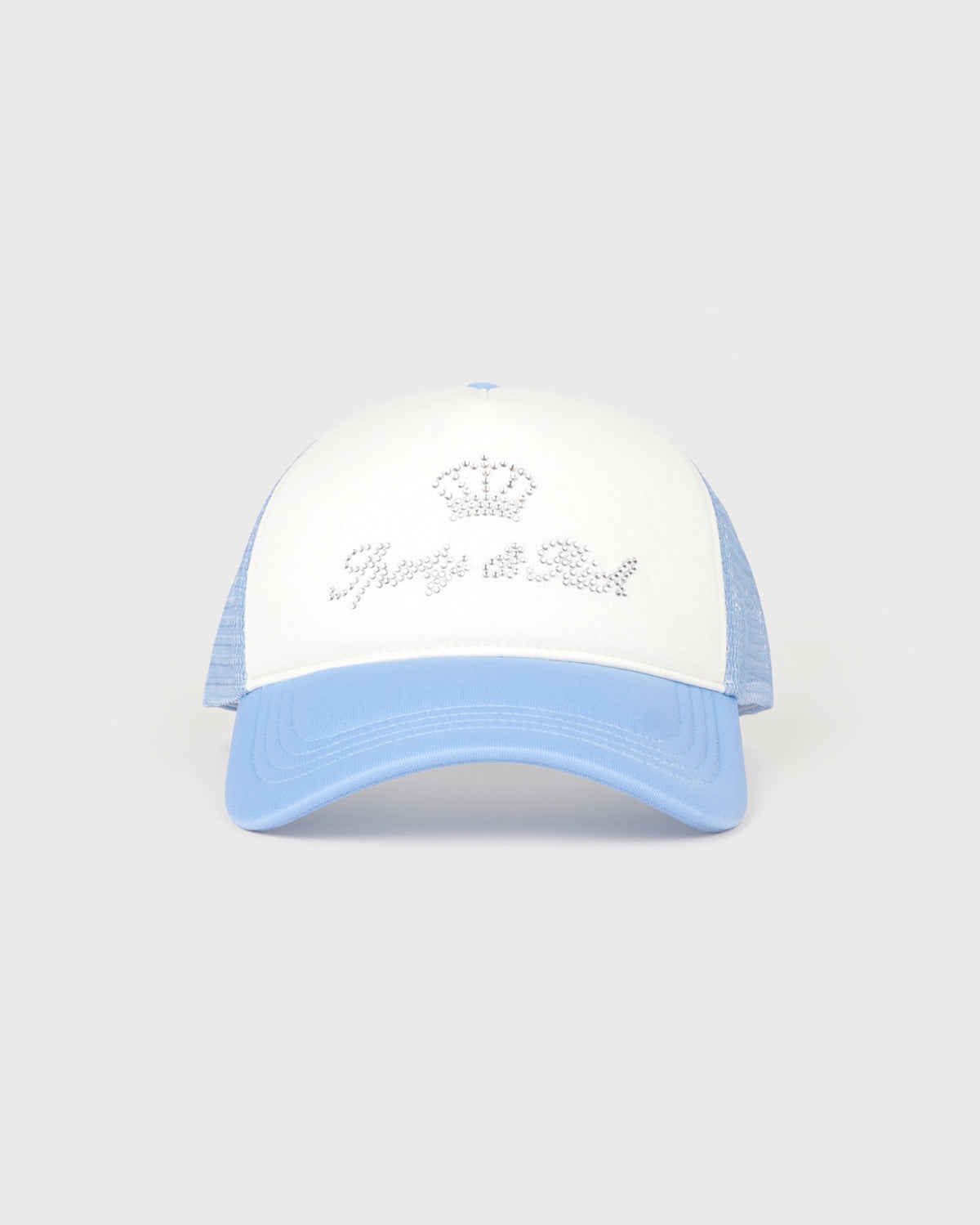 Sporty & Rich Juicy Crown Trucker Hat - White/Sky Blue