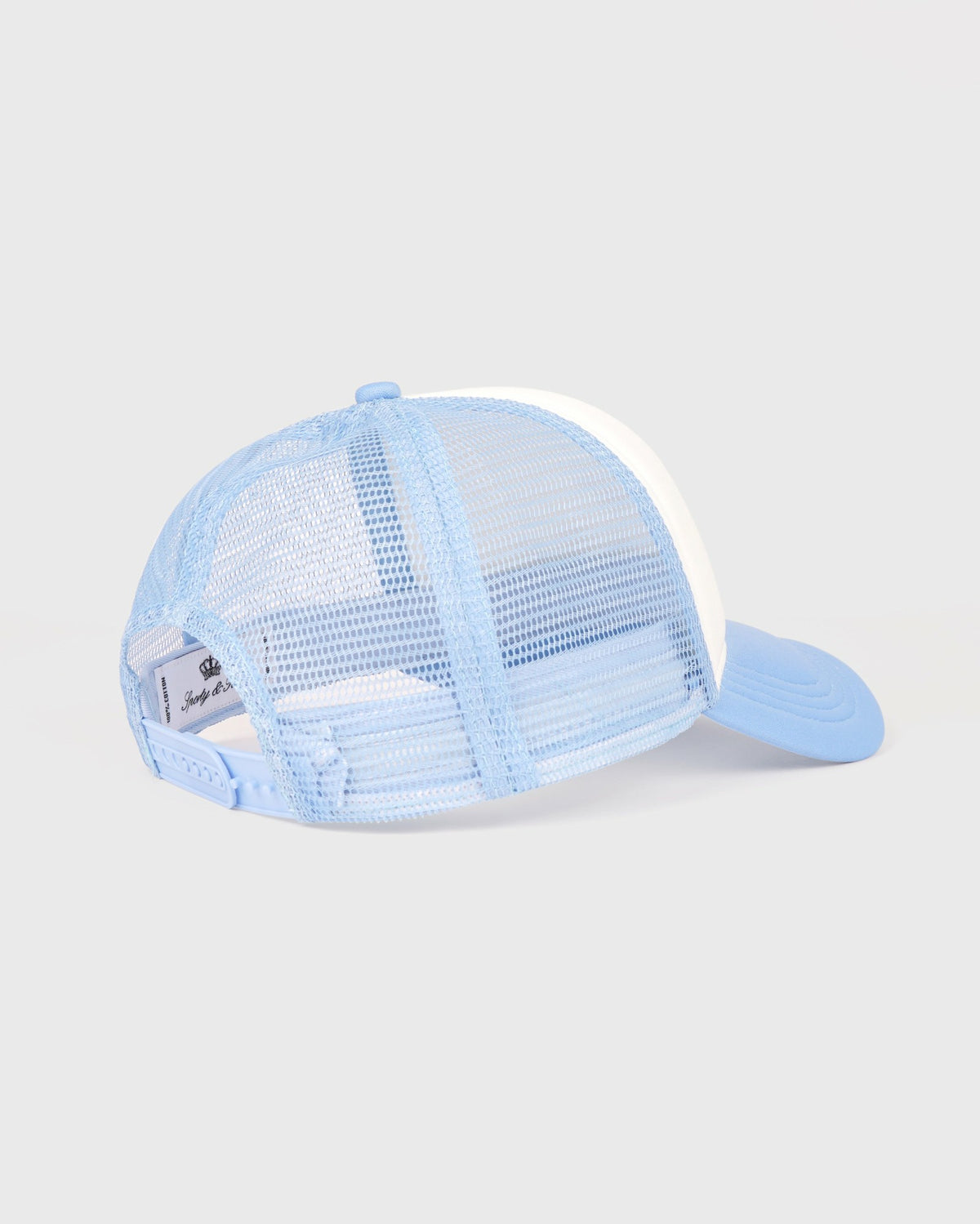 Sporty & Rich Juicy Crown Trucker Hat - White/Sky Blue