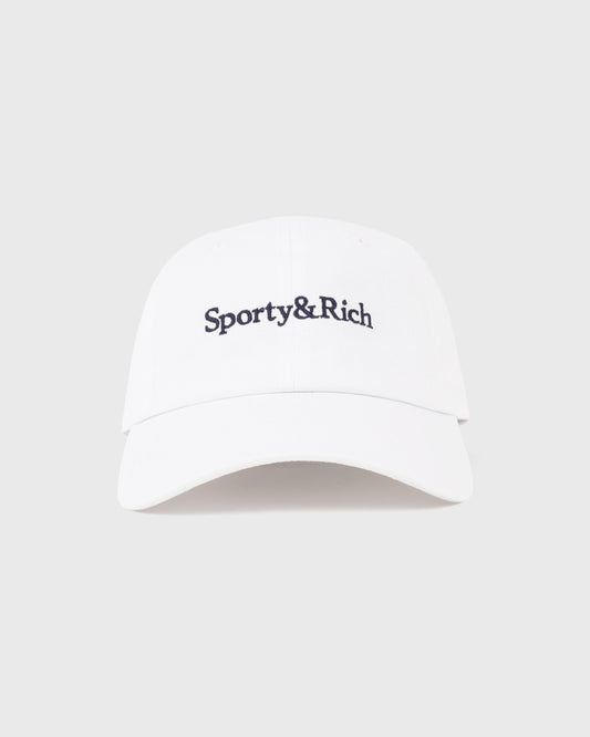 Sporty & Rich Serif Logo Hat - White
