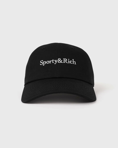 Sporty & Rich Serif Logo Hat - Faded Black
