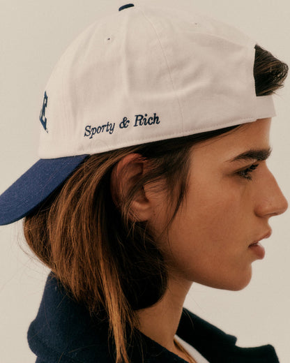 Sporty & Rich Yale Classic Hat - White/Navy