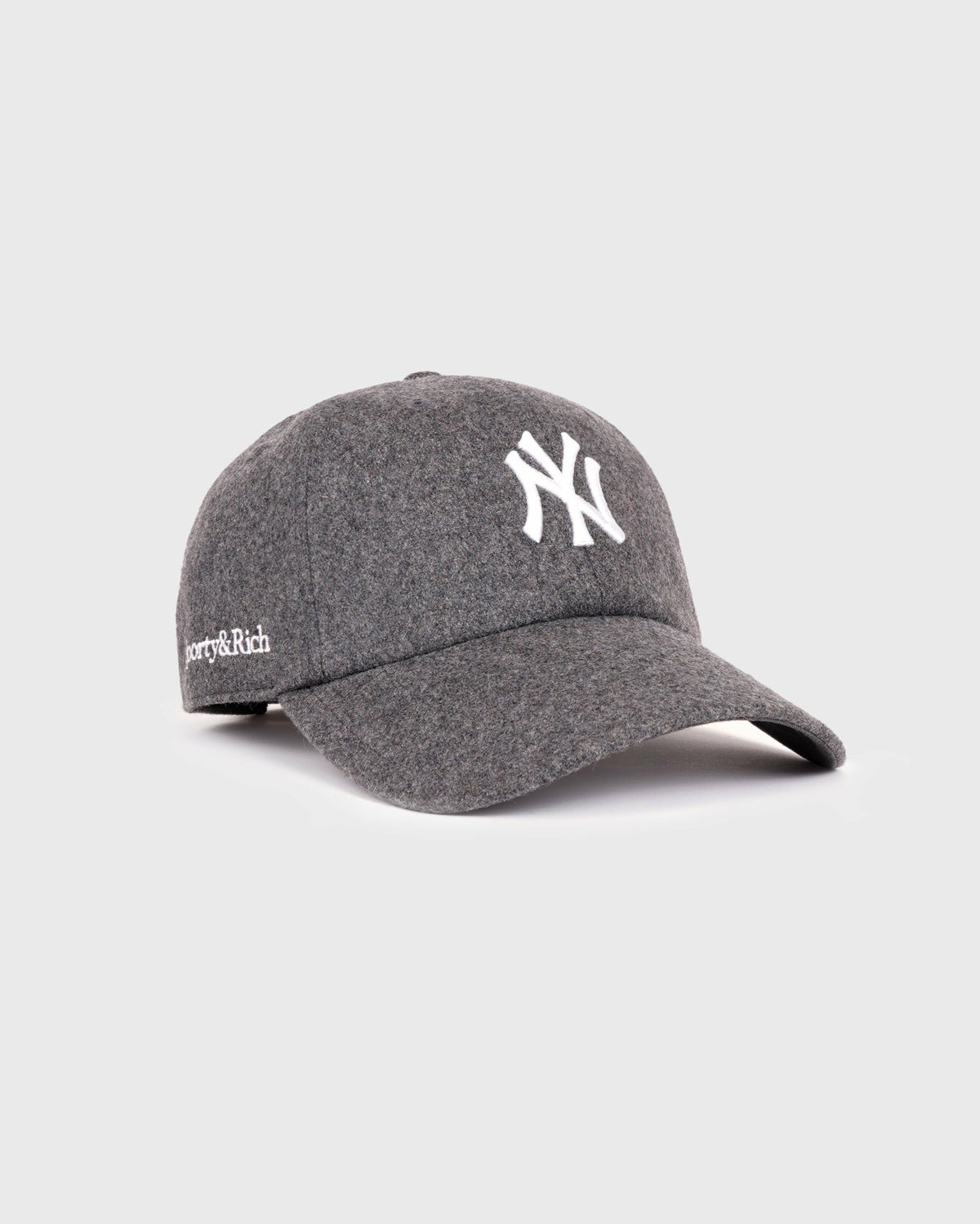 Sporty & Rich Yankees Serif Wool Hat - Dark Grey/White