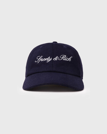 Sporty & Rich Signature Logo Wool Hat - Dark Navy