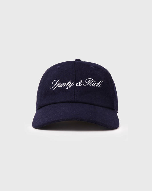 Sporty & Rich Signature Logo Wool Hat - Dark Navy