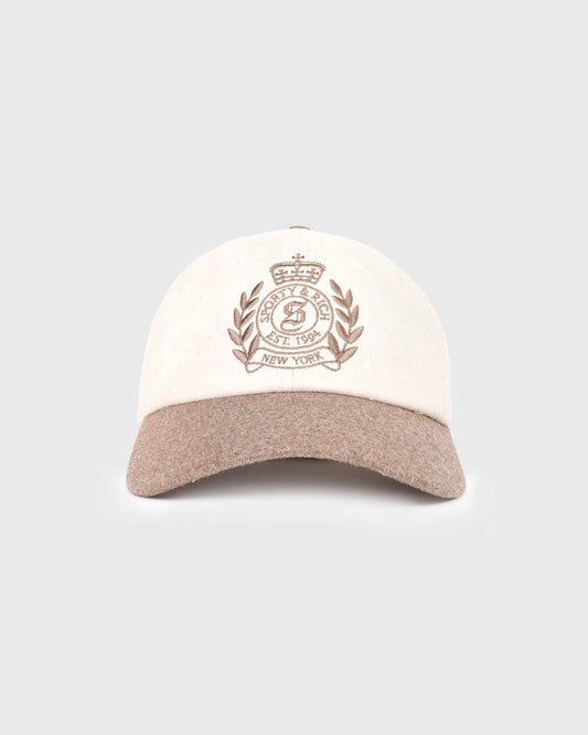 Sporty & Rich NY Crest Wool Hat - Ecru/Toffee