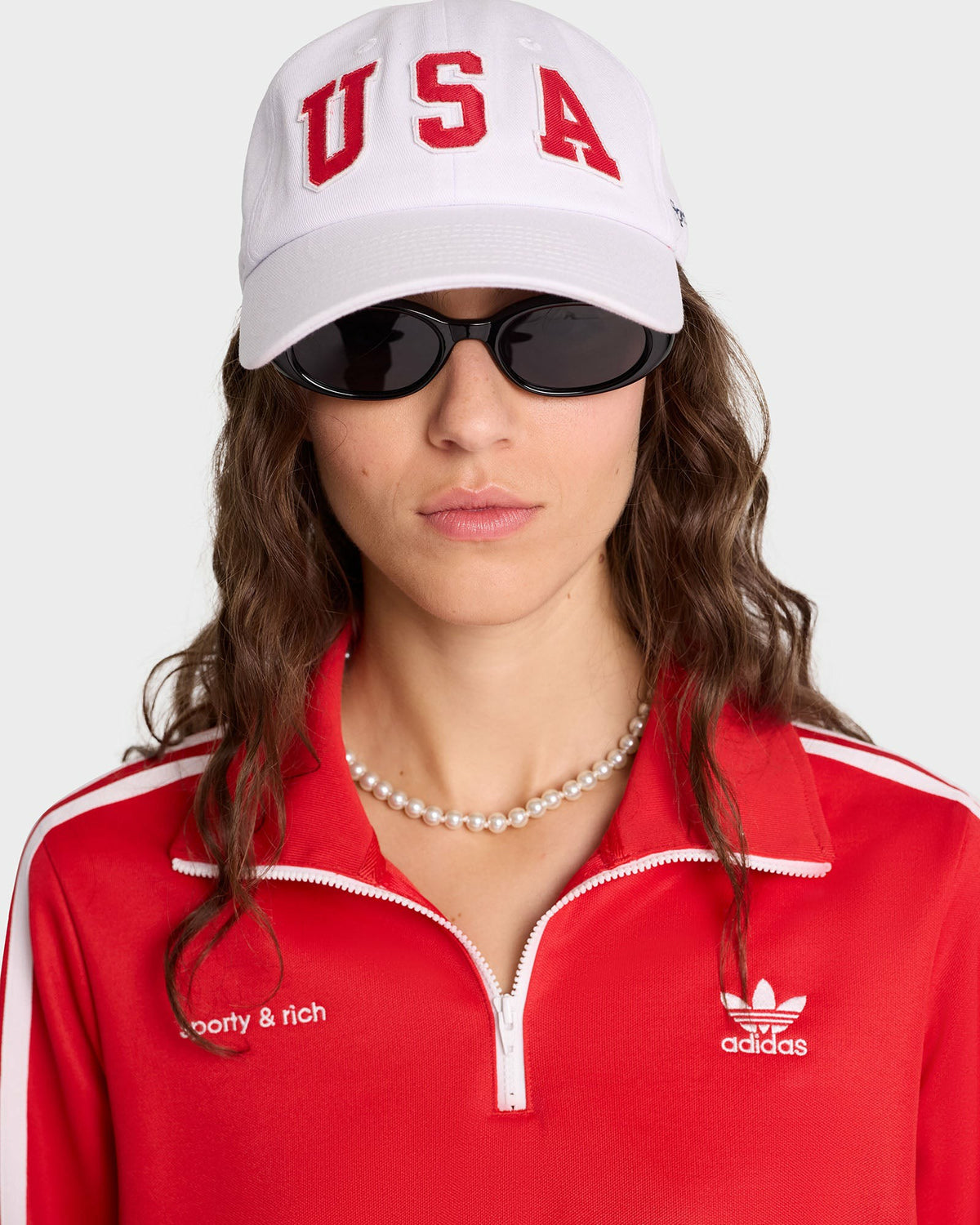 Sporty & Rich USA Hat - White/Sports Red/ Navy