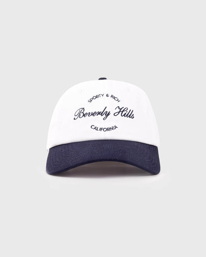 Sporty & Rich Beverly Script Hat - White/Navy