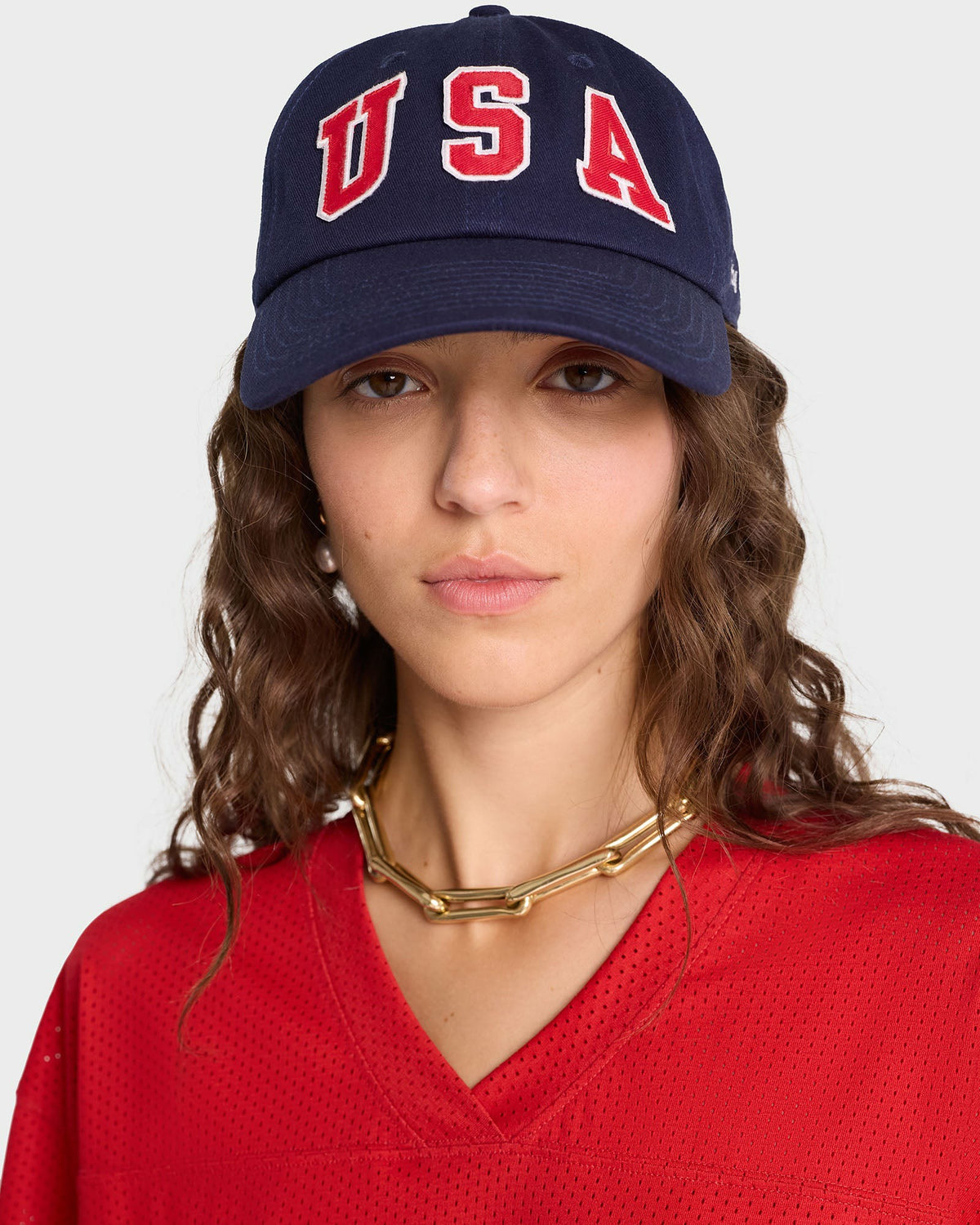 Sporty & Rich USA Hat - Navy/Sports Red/ White