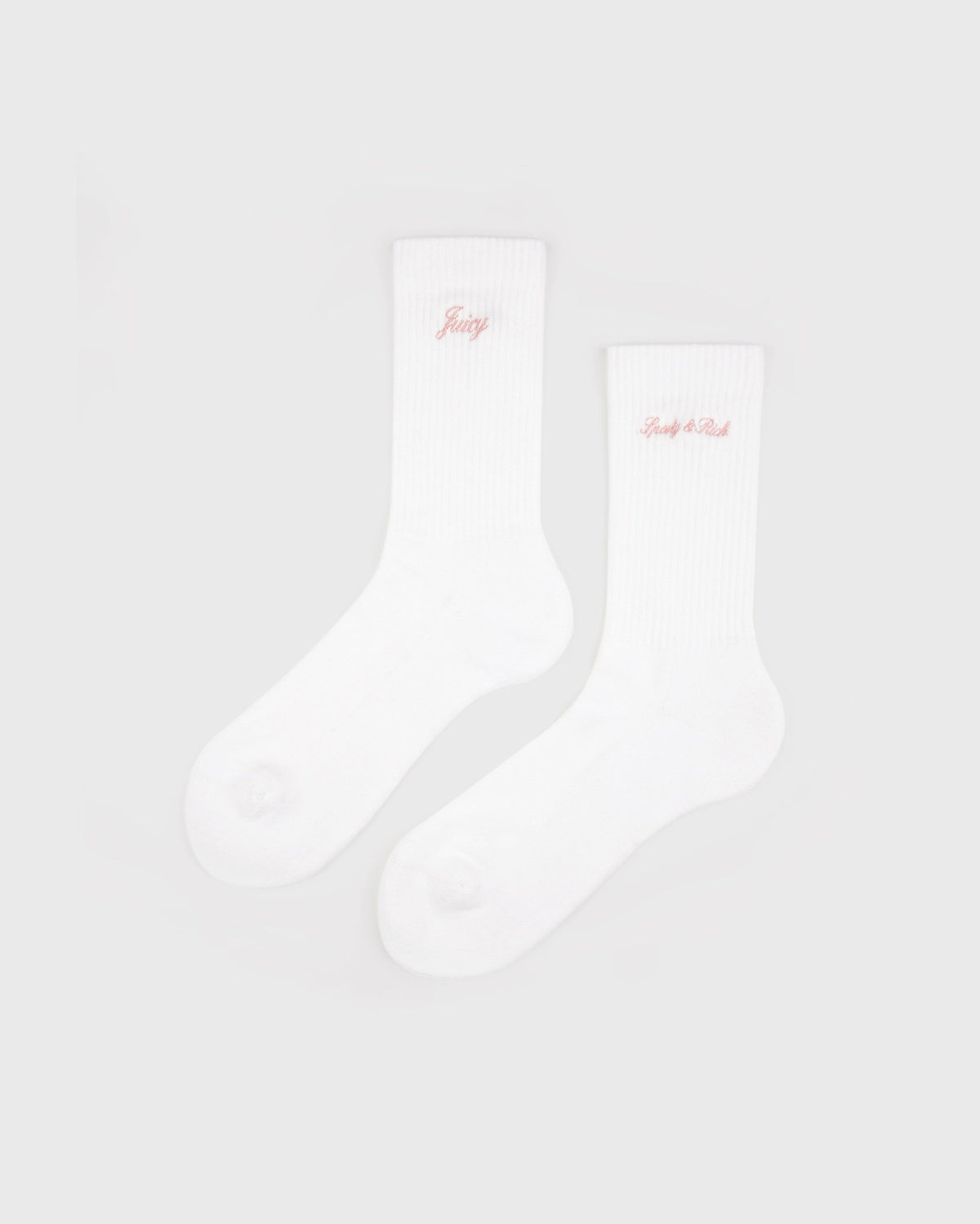 Sporty & Rich Juicy Script Sock - White/Rose