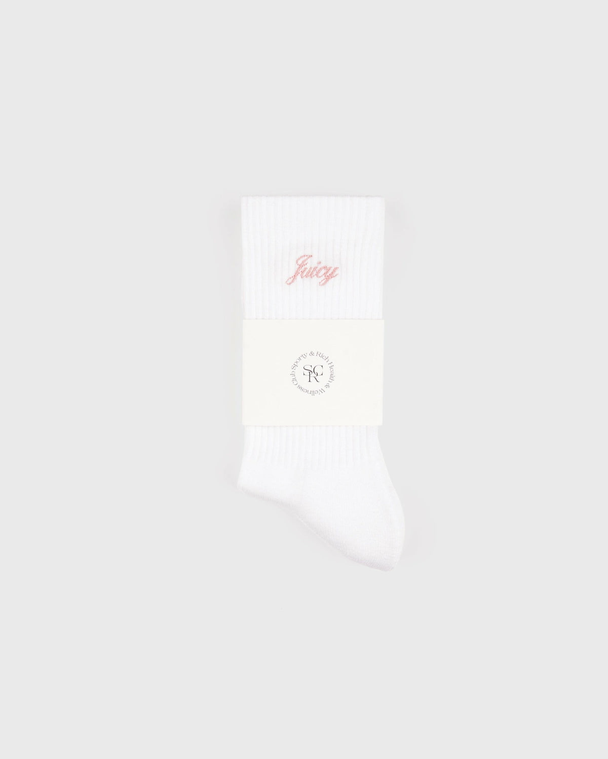 Sporty & Rich Juicy Script Sock - White/Rose