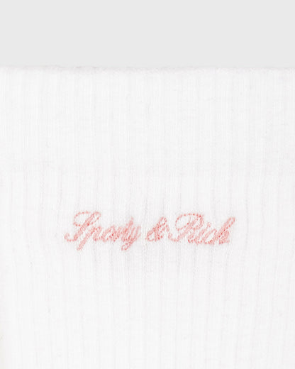 Sporty & Rich Juicy Script Sock - White/Rose