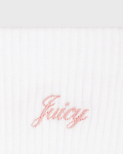 Sporty & Rich Juicy Script Sock - White/Rose