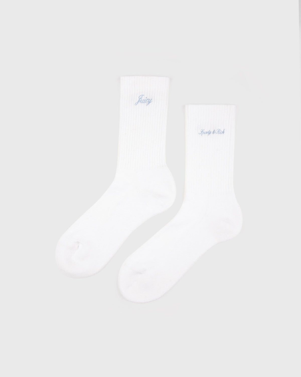 Sporty & Rich Juicy Script Sock - White/Sky Blue