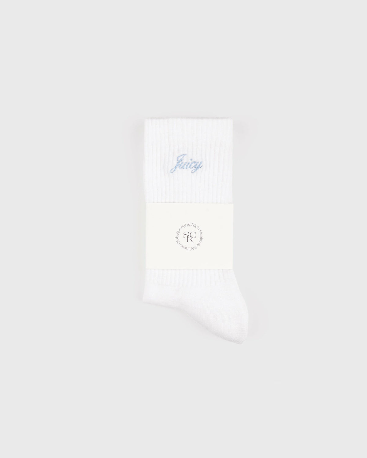 Sporty & Rich Juicy Script Sock - White/Sky Blue