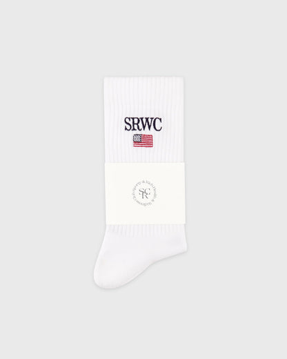 Sporty & Rich Nautical Socks - White/Navy/Ruby