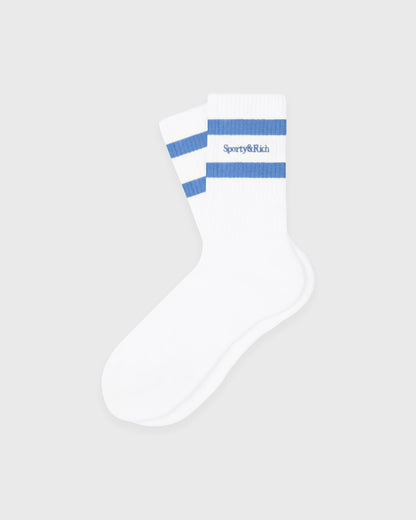 Sporty & Rich Serif Logo Socks - white/softee