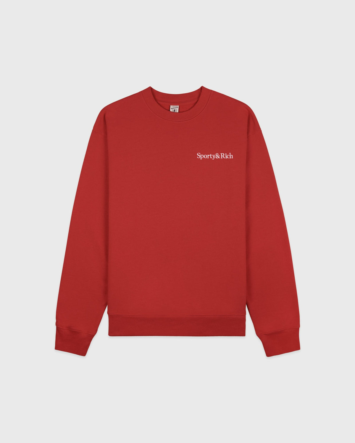 Sporty & Rich Serif Logo Embroidered Crewneck - Faded Merlot/White