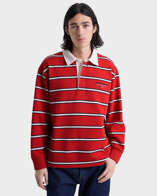 Sporty & Rich S&R Nautical Rugby Polo Men - Ruby/Navy/White