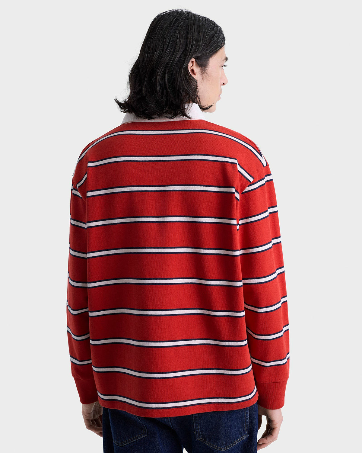 Sporty & Rich S&R Nautical Rugby Polo Men - Ruby/Navy/White