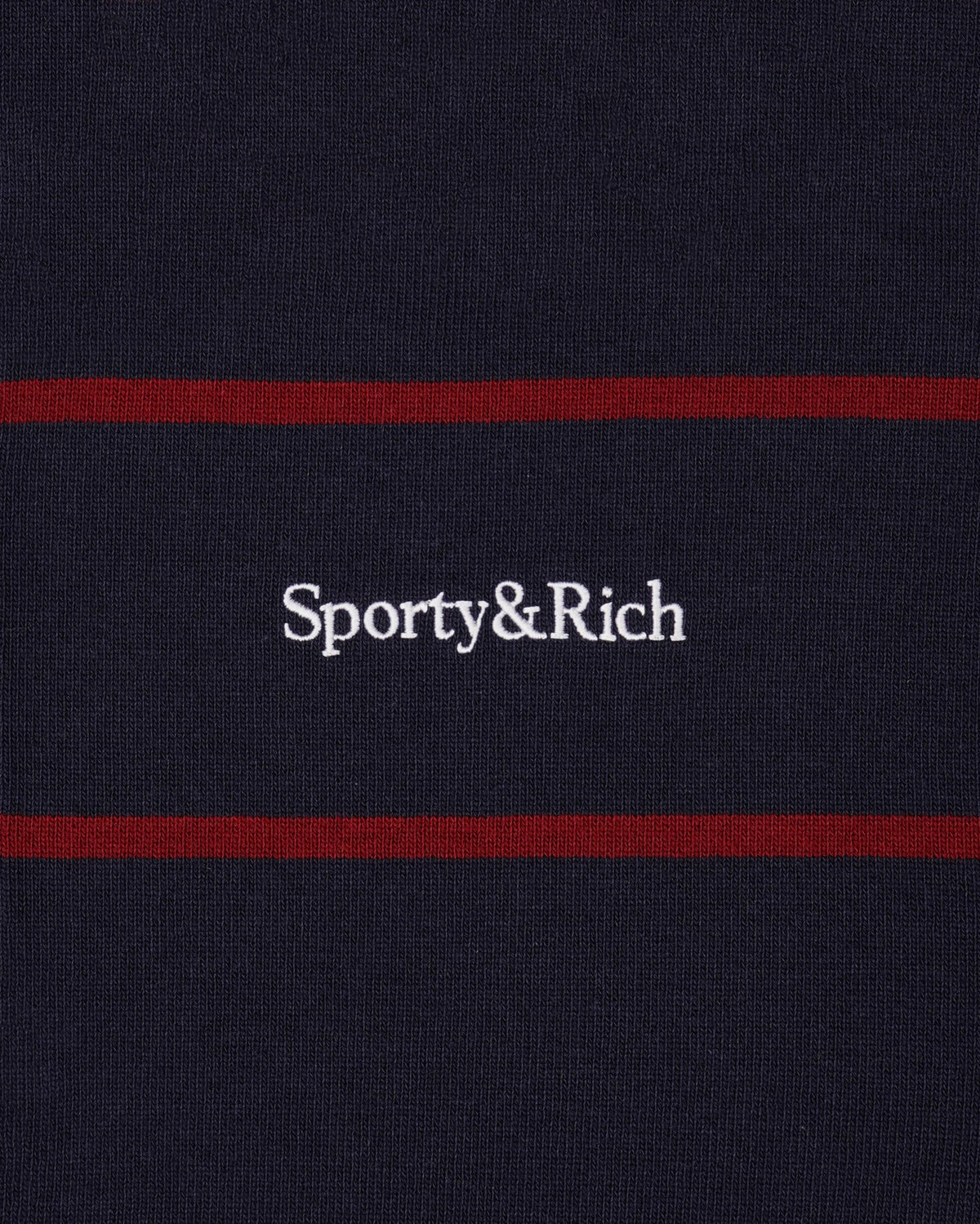 Sporty & Rich Serif Logo Rugby Polo Men - Dark Navy/White/Merlot