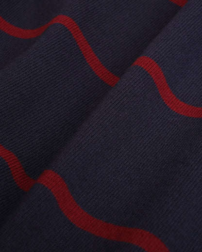 Sporty & Rich Serif Logo Rugby Polo Men - Dark Navy/White/Merlot