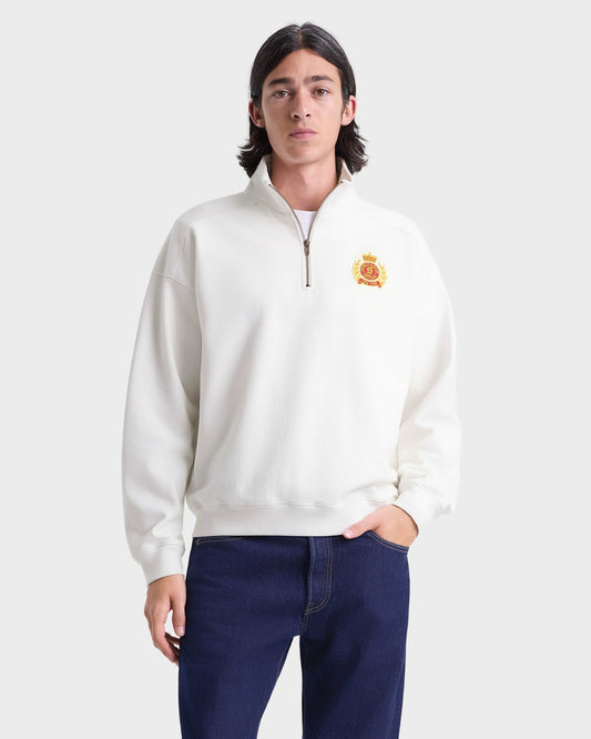 Sporty & Rich NY Crest Embroidered Quarter zip Men - White