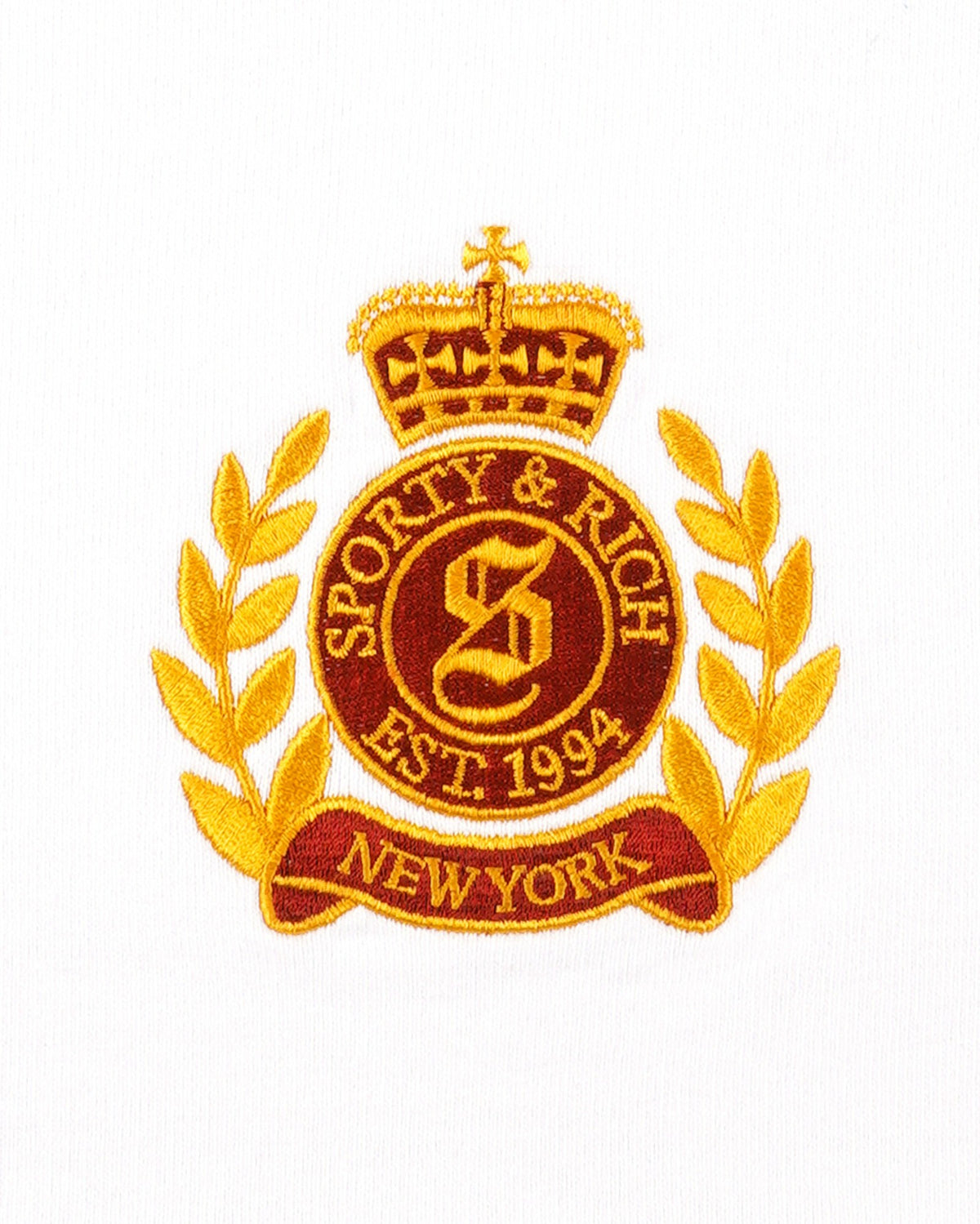 Sporty & Rich NY Crest Embroidered Quarter zip Men - White