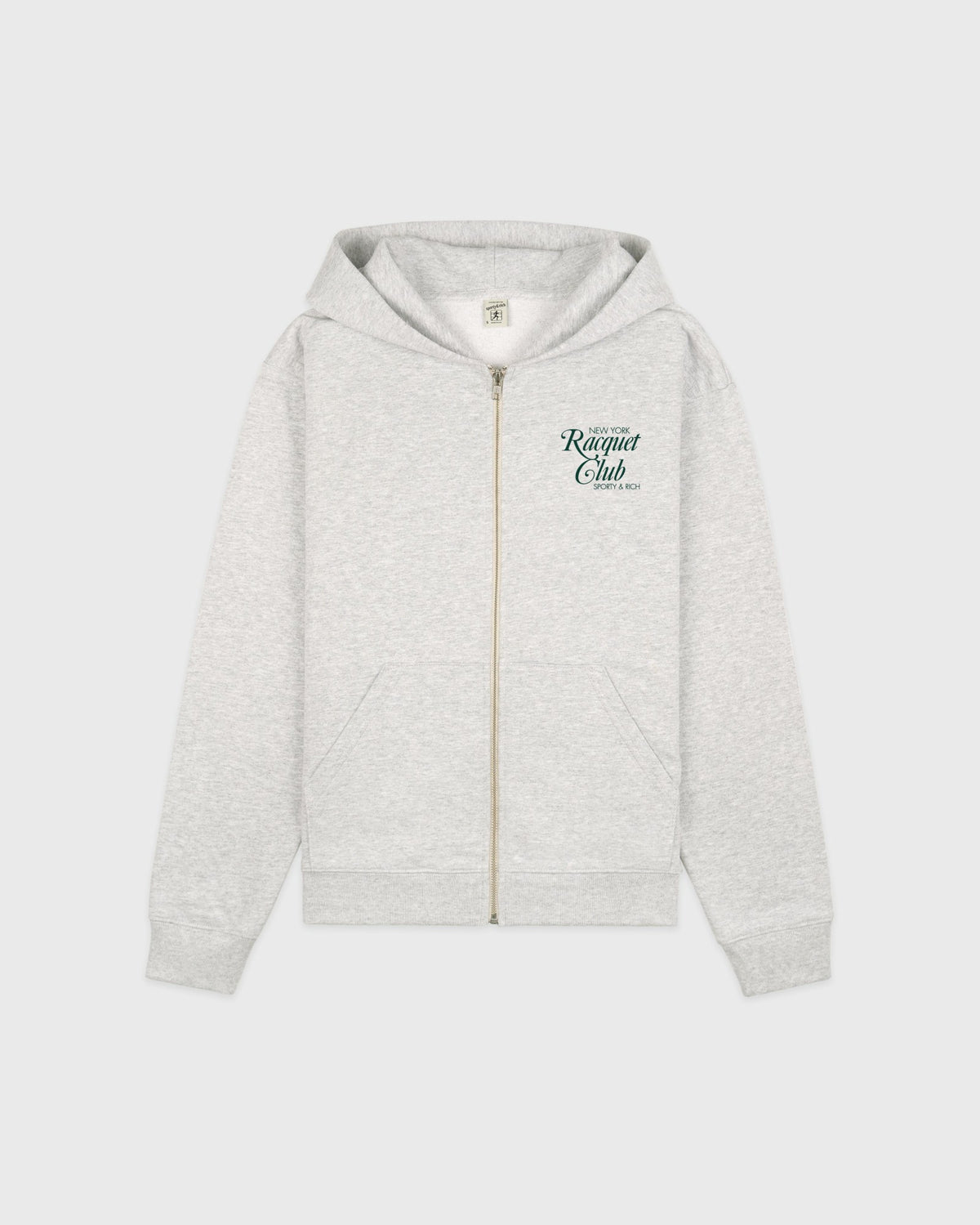 Sporty & Rich NYRC Zip Hoodie - Heather Gray/Forest