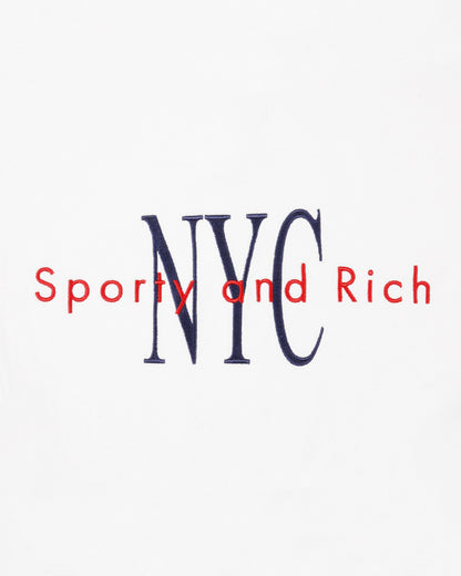 Sporty & Rich NY Minute Quarter Zip - White/Navy